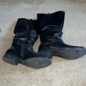 Black wide calf boots